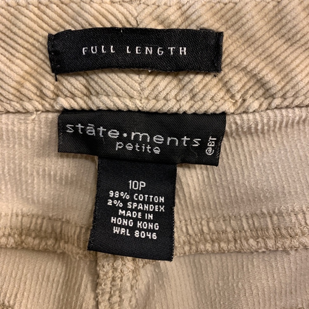 State-Ments Petite Full-Length Tan Women’s Corduroy Pants - Size 10P - Mid-Rise - Picture 5 of 5